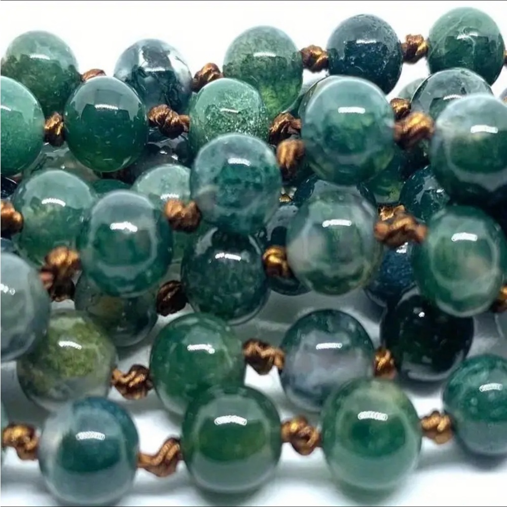 108 6mm Natural Moss Agate Mala necklace - Picture 2 of 5
